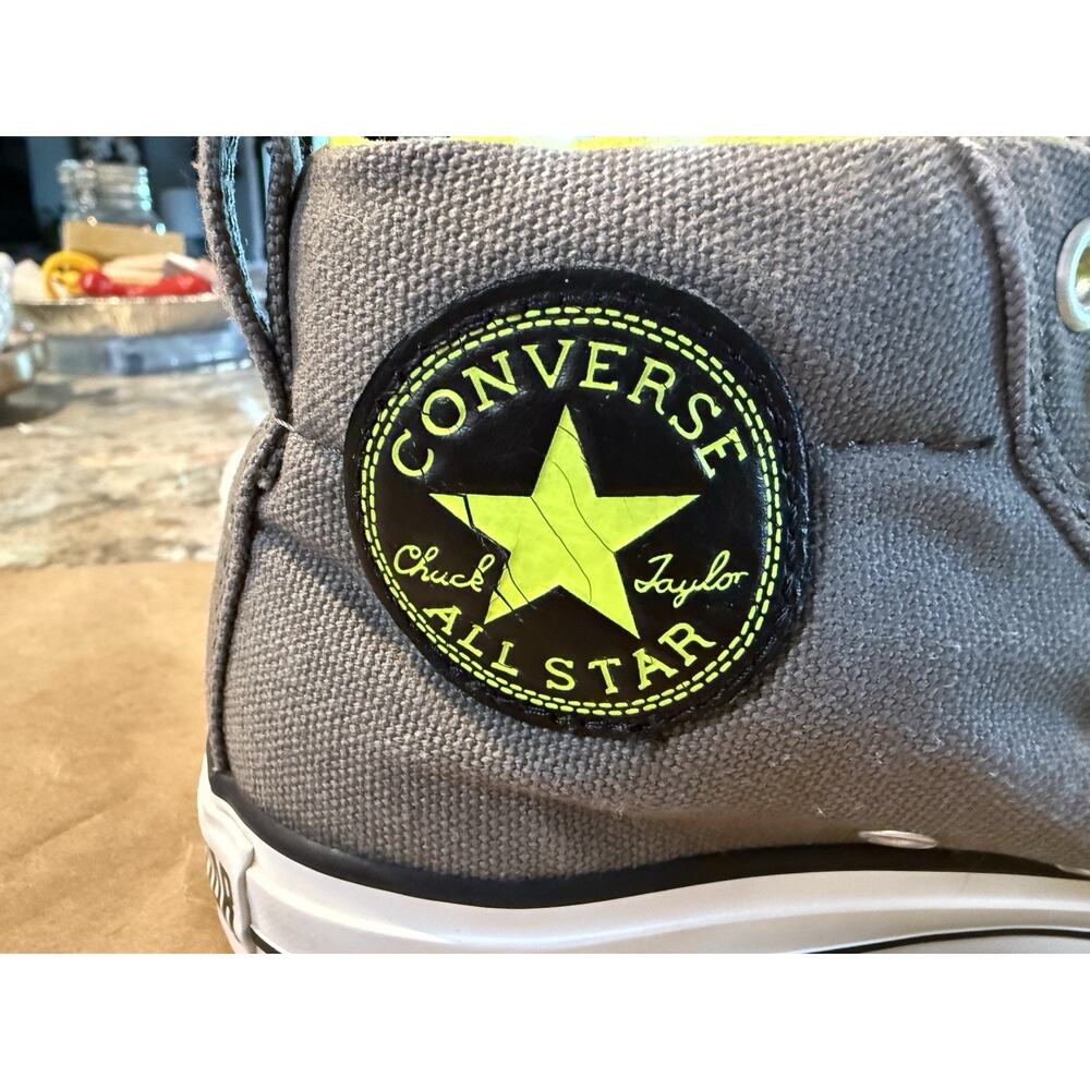 Mens Converse All Stars sz 7 grey neon green 3/4 Top‎  Chucks sneakers skater - Picture 5 of 13